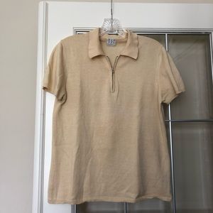 TSE Cream/Off-White Cotton/Cashmere Zip-Up Sweater